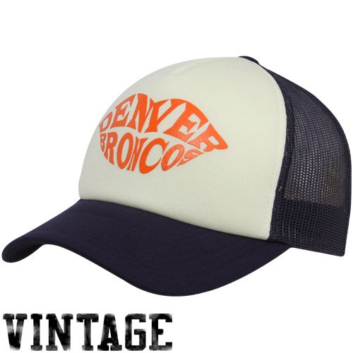 Reebok Denver Broncos Ladies Navy Blue-Natural Pucker Up Adjustable Trucker Hat