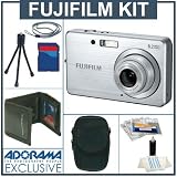 Photo : Fujifilm FinePix J10 Digital Camera Kit, Silver with 2 GB SD Memory Card, Deluxe Carry Case, Mini Table Top Tripod, Neck Strap, Memory Card Wallet, Screen Protecters for Cameras LCD Screen, Cleaning Fluid with Cloth