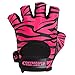 Contraband Pink Label 5277 Women's Design Series Zebra Print Lifting and Rowing Gloves (Pair) - Lightweight Vegan Medium Padded Microfiber Amara Leather w/Griplock Silicone (Black/Pink, Medium)