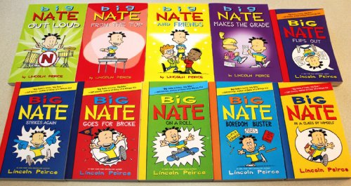 Big Nate 10 Book Collection Brand New (Paperback) Lincoln Peirce (Big Nate On A Roll, Big Nate Goes For Broke, Big Nate In A Class By Himself, Big Nate Boredom Buster, Big Nate Strikes Again, Big Nate From The Top, Big Nate Out Loud, Big Nate and Friends, Big Nate Makes the Grade Big, Nate Flips out)