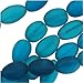 Cultured Sea Glass, Oval Nugget Beads 15-22mm, 6 Pieces, Teal Blue