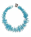 JousJous Turquoise Glittery Rubber My Jelly Bars Necklace, Choker Length, 16" Long