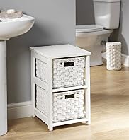 White Rattan 2-Tier Storage Unit