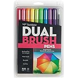 Tombow Dual Brush Pen Art Markers, Bright, 10-Pack