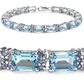 24.00 Carat Genuine Blue Topaz & Tanzanite Silver Bracelet