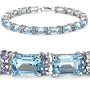24.00 Carat Genuine Blue Topaz & Tanzanite Silver Bracelet