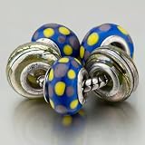 Pugster 5 Bright Blue Yellow Brown Pandora Beads Bracelets