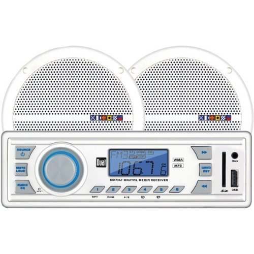 Dual 60-Watt Marine Digital Media Receiver with 6 1/2-Inch Dual Cone Speakers 2 Pieces - MXCP42