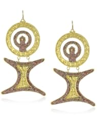 Devon Leigh "Ethnic and Tribal" Intricate Coral and Gold Pendant Necklace Earrings