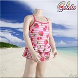 gelato toddler <strong>いちご</strong>ボーダー☆段フリルワンピ（帽子付）【キッズ/女児水着】