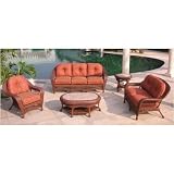 North Cape Cambridge Resin Wicker Lounge Set With Coffee Table And End Table - Antique Wash
