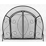 VICTORIAN GOTHIC Arched 2-Door Panel Fireplace Hearth Spark Screen [39