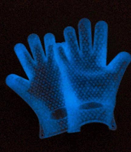 Glow in the Dark Heat Resistant Silicone BBQ Gloves Set - Neon - Perfect Use for Kitchen, Baking, Grill, Warm Potholders with Heavy Grip , Easy to Wear, Flexible Fingers, Comfortable Machine Washable Dishwasher Friendly, Insulated for Maximum Heat Exposure, Extremely Safe with Maximum Protection for Cutting, One Size Fits All - 30 DAY MONEY BACK GUARANTEED