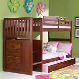 Merlot Staircase Mission Bunk Bed Twin/Twin with Twin Trundle