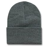 Blank Winter Long Beanie Cap , Heather Charcoal