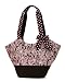 Belvah Chocolate Brown and Pink Paisley Quilted Large Bucket Tote Handbag with Detachable Polka Dot Ribbon and Zippered Rear Pocket