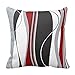 DKISEE Wavy Vertical Stripes Red Black White and Grey Throw Pillow Cover Cushion Case 18