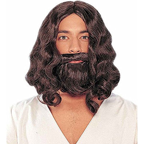Adult Cosplay Costume Biblical Men's Jesus Wigs and Beard Set