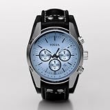 Discount Fossil Men’s CH2564 Black Leather Strap Blue Glass Silver Analog Dial Chronograph Watch Sports Chronograph Watch