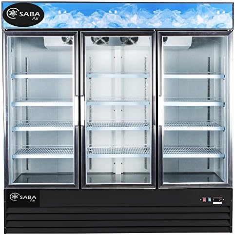 SABA Air Heavy Duty 79" Black Three Section Swing Glass Door Merchandising Refrigerator with LED Lighting--Model: SGDM52R--Capacity: 69 cu. ft.