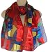 Abstract Picasso Print Red with Blue, Purple, Gold & Green Oblong Scarf /Sash Belt / ...