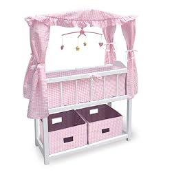 Badger Toys Doll Crib with Canopy and Baskets
