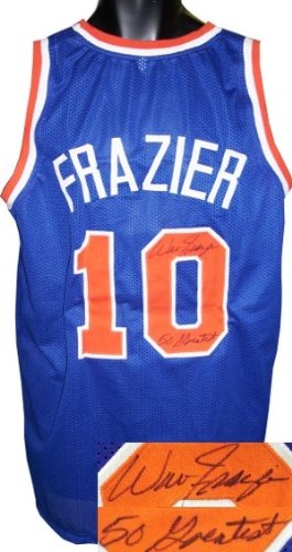 Walt Frazier Autographed/Hand Signed New York Knicks Blue Prostyle Jersey 50 Greatest