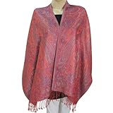 IMAGE OF Indian Apparel Jamawar Pattern Blended Wool Silk Scarf For Women