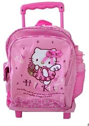 Sanrio Hello Kitty Angel Rolling Backpack : Kid size school bag (Red Color)