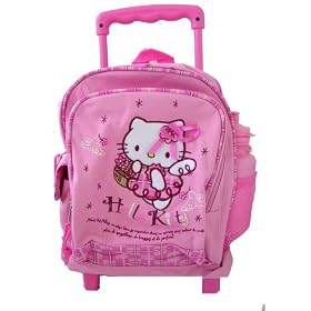Sanrio Hello Kitty Angel Rolling Backpack : Kid size school bag (Red Color) by starpoint