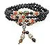 AmorWing Natural Obsidian and Lotus Seed Buddhist Prayer Beads Tibetan Mala Necklace Bracelet