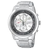 Seiko Mens Alarm Chronograph Silver-Tone Watch #SNAB15 by Seiko