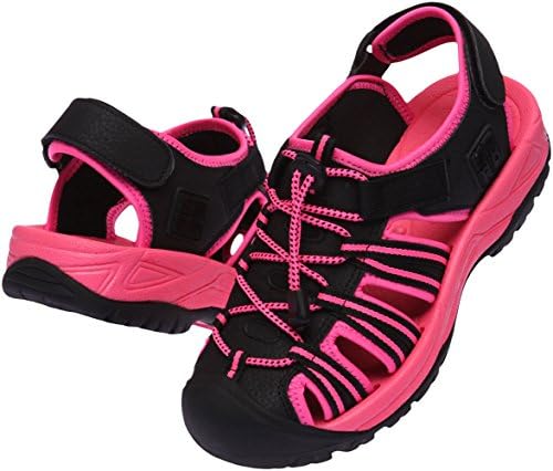 SNRD-210 Casual Closed Toe Outdoor Tracking Sandals Shoes Black Pink Women 8.5