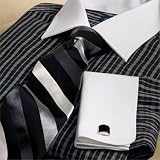 Glen Plaid White Collar Dress Shirt