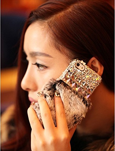 Luxury Bling Crystal Rabbit Fur Rhinestone Case Cover For Apple IPhone 6 IPhone 6 Plus