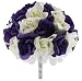 Purple and Ivory Silk Rose Hand Tie (3 Dozen Roses) - Wedding Bouquet