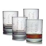 Susquehanna Glass Clipper Ship Pattern 14-Ounce Double Old Fashion Glass, Set of 4