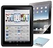Apple iPad 1st Gen Wi-Fi / 3G Black Rubber Skin Silicone Case + LCD Screen Protector + MyGift Microfiber Cleaning Cloth