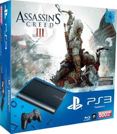 PlayStation 3 - Konsole Super Slim 500 GB (inkl. DualShock 3 Wireless Controller + Assassin's Creed 3)