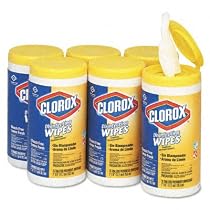 Clorox Disinfecting Wipes, Lemon Fresh, 75-Count Plastic Canister (Pack of 6)