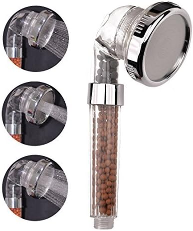 MIYI Filtration Shower Head for Dry Skin &amp; Hair,High Pressure Water Saving and Double Filter with Negative Ionic Handheld Showerhead (Transparent)