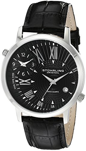 Stuhrling Original Men's 343.33151 Symphony Eclipse Polaris Quartz Date and Dual Time Zone Black Watch