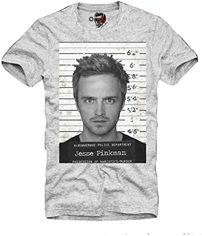 E1SYNDICATE MENS T-SHIRT BREAKING BAD JESSE PINKMAN MUGSHOT LOS POLLOS HERMANOS GREY S/M/L/XL