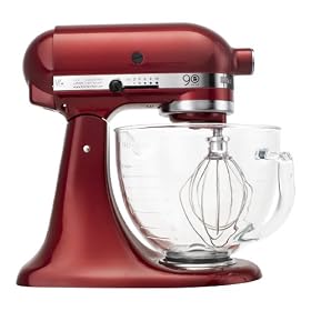 KitchenAid KSM158GBCA 90th Anniversary Limited-Edition 5-Quart Stand Mixer, Candy Apple Red