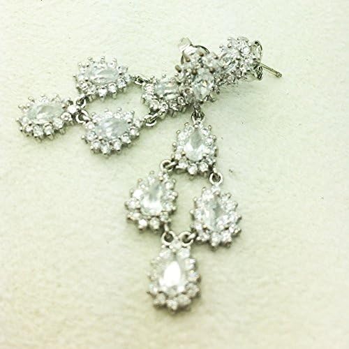 New York Design Rhombus Crystal little Chandelier Earrings 18K White Gold