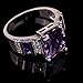 Yazilind Women's Ring with Emerald Cut Big Stone Purple White Cubic Zirconia CZ Silver Plated US Size