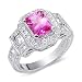Classic Beauty 2.00 carats total weight Radiant Cut Created Pink Sapphire & White CZ Size 6 Gemstone Ring in Sterling Silver