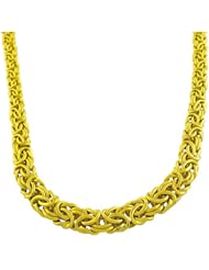 18 Karat Yellow Gold over Sterling Silver Graduated Byzantine Necklace (17 Inch)