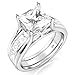 Metal Factory Sz 6 Sterling Silver 2Pcs 925 CZ Cubic Zirconia Engagement Wedding Band Ring Insert Set