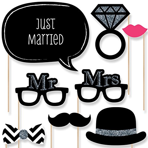 Mr. & mrs. - silver - wedding photo booth prop kits…